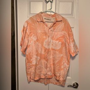 CARRIBEAN 100% Linen Blend‎ Hawaiian Aloha Shirt Large
